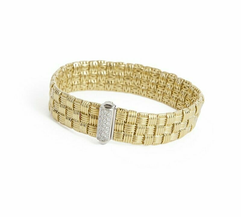 Roberto Coin 3 Row Appassionata  18kt Yellow gold Bracelet with Diamond Clasp.