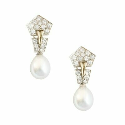 South Sea Pearl and Diamond Ear Pendants.
