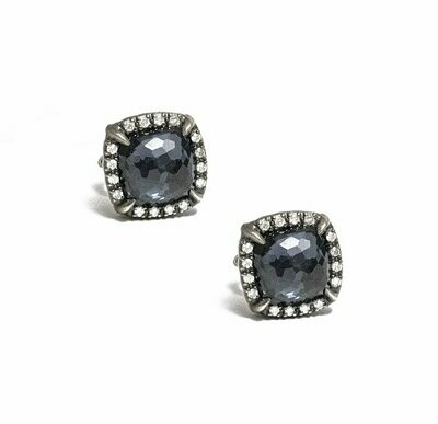 Sterling David Yurman Hematite Diamond Earrings.