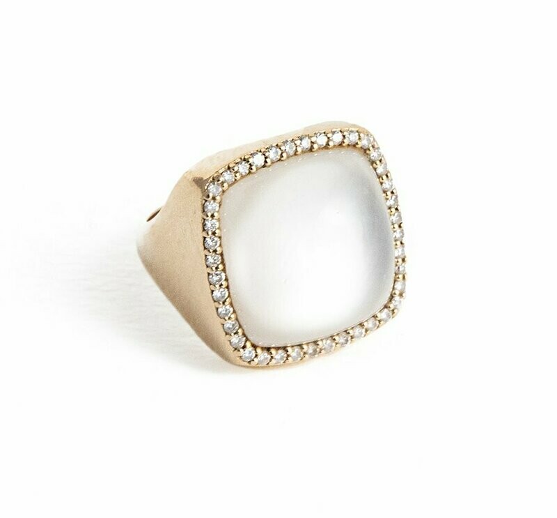 Roberto Coin  18kt. Rose Gold, Mother of Pearl, Rock Crystal and Diamond Ring.