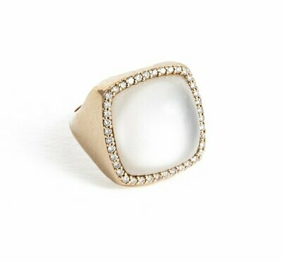 Roberto Coin 18kt. Rose Gold, Mother of Pearl, Rock Crystal and Diamond Ring.