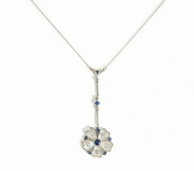 Art Nouveau Diamond, Sapphire and Moonstone Pendant.