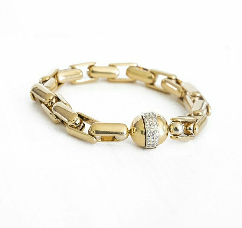 Italian " Baraka" 18kt Yellow Gold and Diamond Bracelet. -  8 inches.
