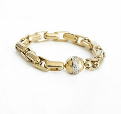 Italian " Baraka" 18kt Yellow Gold and Diamond Bracelet. - 8 inches.