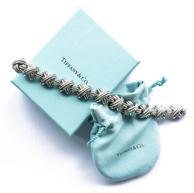 Tiffany & Co. Silver and 18kt. Yellow Gold X Bracelet.
