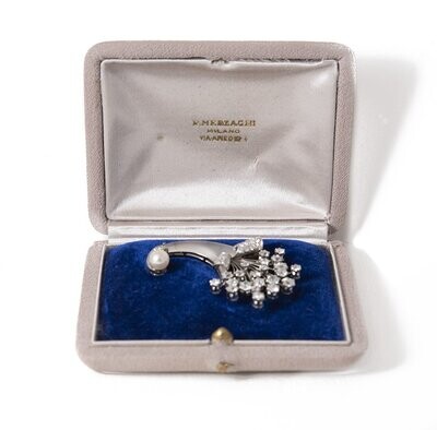 Art Deco Platinum Pearl Diamond and Rock Crystal brooch.