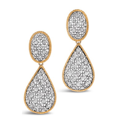 Mario Buccellati two tone Gold & Diamond Drop Earrings