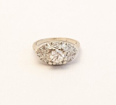 Art Deco Old European Cut Diamond Ring. 1.07 tw. F,Vs