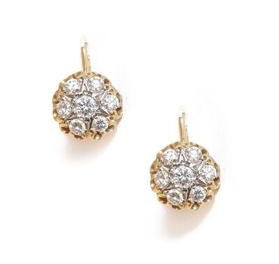Russian 18kt. Diamond Cluster Earrings.