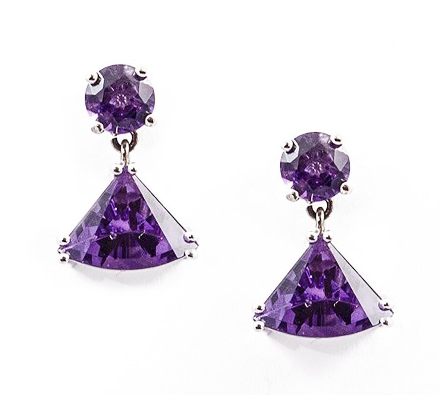 Amethyst White Gold Ear Pendants.