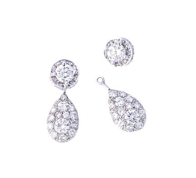 18K White Gold Diamond Day & Night Earrings