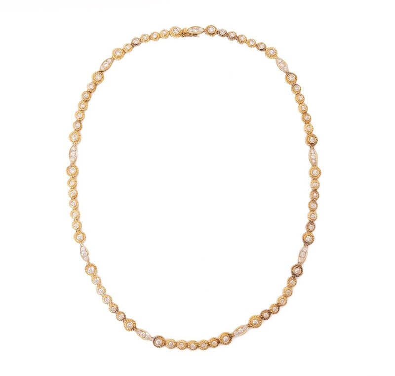 18kt. Yellow Gold 3.60ct. Diamond Necklace. 18kt. Yellow Gold 3.60ct. Diamond Necklace.