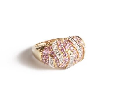 Modernist Pink Sapphire and Diamond Ring