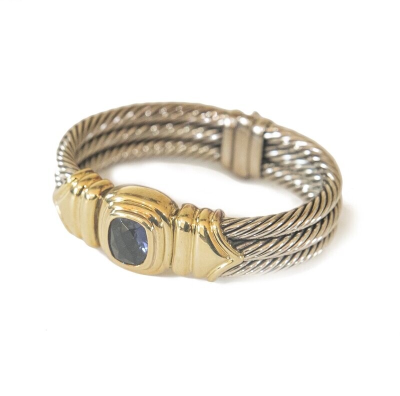 David Yurman Triple Cable Amethyst & 14kt Gold Bracelet. David Yurman Triple Cable Amethyst & 14kt Gold Bracelet.