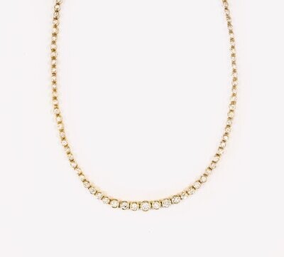 18kt Yellow Gold Diamond Tennis Necklace. 4.48 cts.