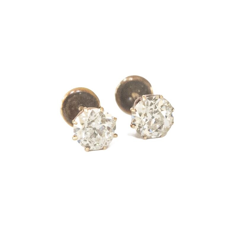 Antique Old European Cut Diamond Ear Studs. 2.17 cts Antique Old European Cut Diamond Ear Studs. 2.17 cts