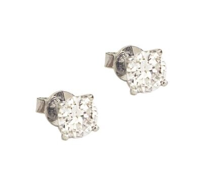 2.57 carat Old European Cut Diamond Earrings.