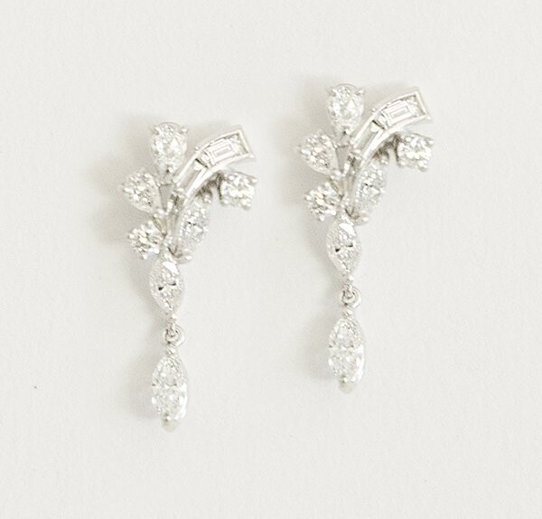 Vintage Platinum Diamond Ear Pendants Vintage Platinum Diamond Ear Pendants