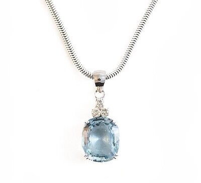 15 Carat Aquamarine and Diamond Pendant