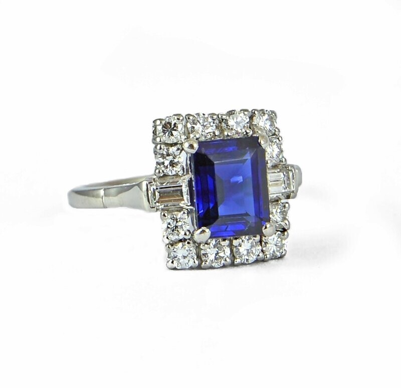 Vintage Platinum Sapphire and Diamond Ring Vintage Platinum Sapphire and Diamond Ring