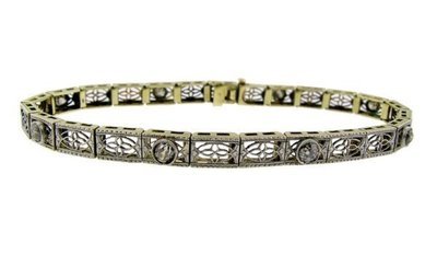 Art Deco Diamond Filigree Line Bracelet