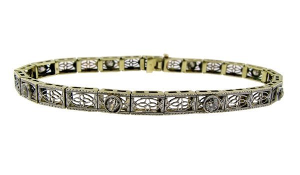 Art Deco Diamond Filigree Line Bracelet Art Deco Diamond Filigree Line Bracelet