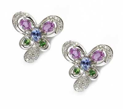 18K Diamond and Sapphire Butterfly Earrings 18K Diamond and Sapphire Butterfly Earrings