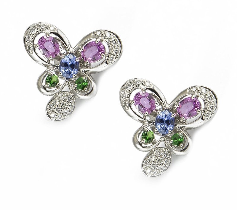 18K Diamond and Sapphire Butterfly Earrings 18K Diamond and Sapphire Butterfly Earrings