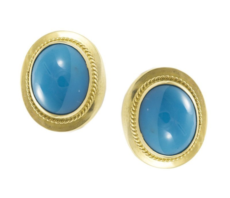 18KT Gold Persian Turquoise Earrings