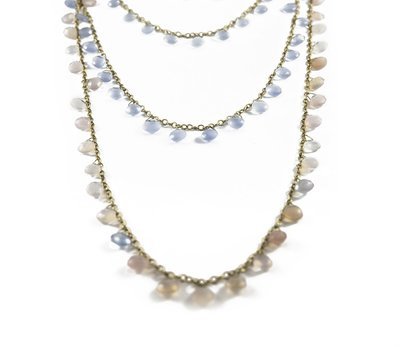 Chalcedony Briole and 14K Long Chain