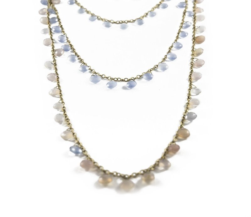 Chalcedony Briole and 14K Long Chain Chalcedony Briole and 14K Long Chain
