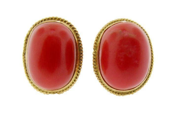 18Kt. Yellow Gold Coral Earrings 18Kt. Yellow Gold Coral Earrings