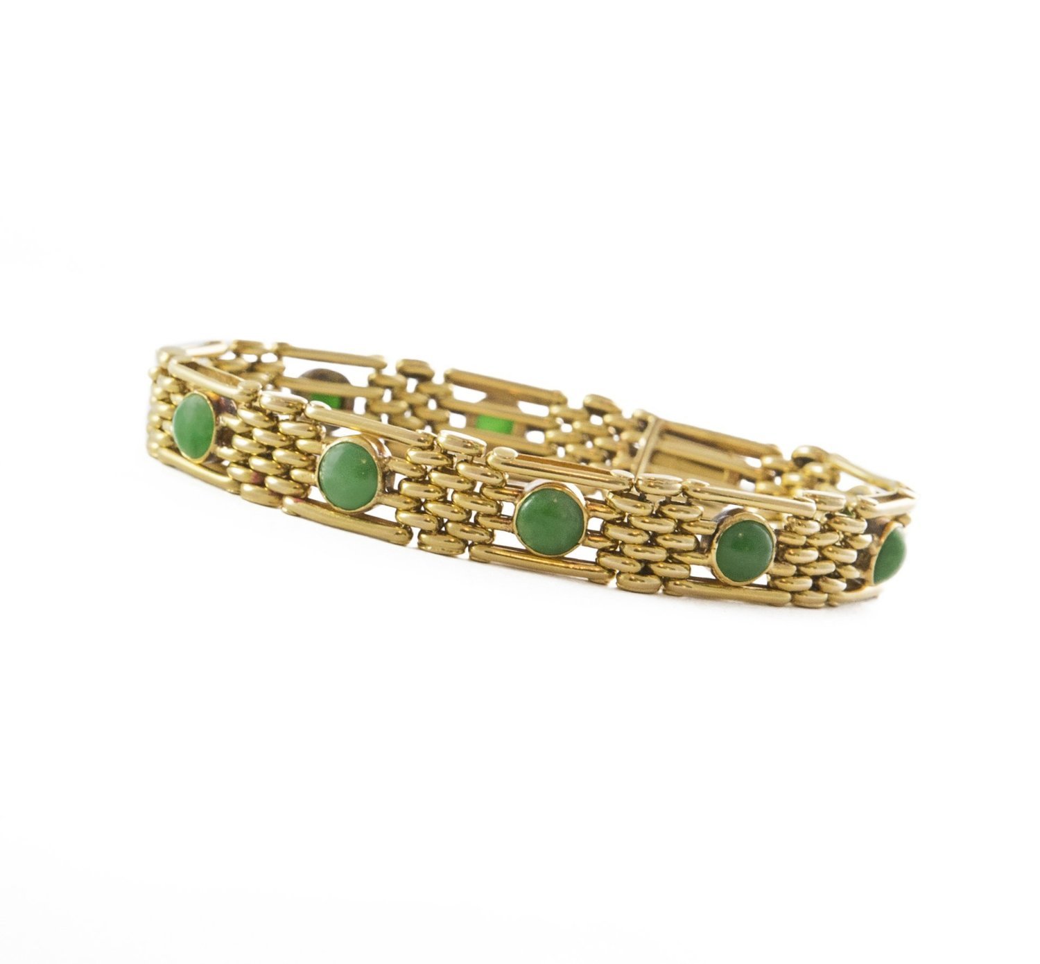 Custom Made 20K Yellow Gold and Jade Bracelet