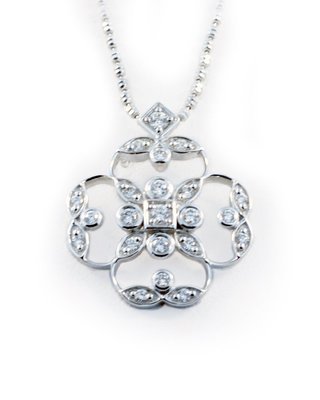 Delicate 18KT Gold and Diamond Four Leaf Clover Pendant