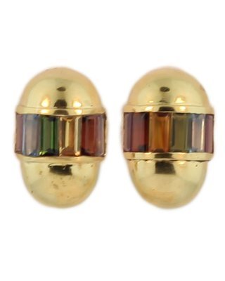 Gold Semi Precious Gemstone Earrings