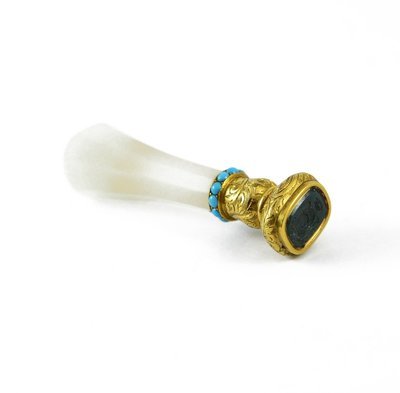 Rock Crystal Turquoise Gold Blood-stone Seal