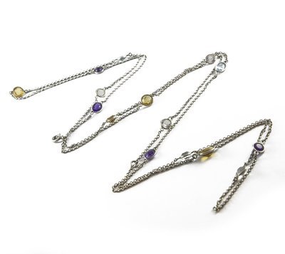 Sterling Silver Long Chain with Semi Precious Stones