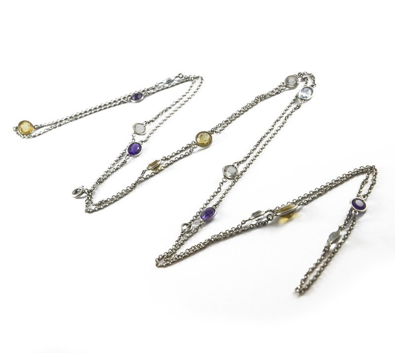 Sterling Silver Long Chain with Semi Precious Stones Sterling Silver Long Chain with Semi Precious Stones