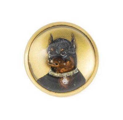 Tiffany and Co. Reverse Painted Essex Crystal Doberman Pinscher Brooch