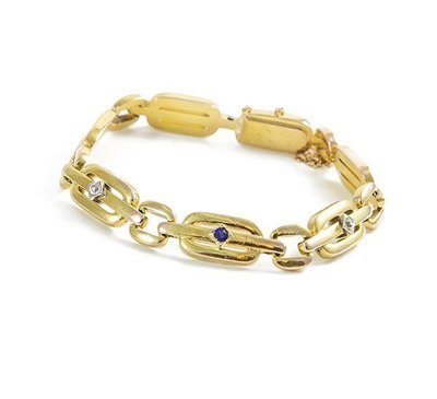 Vintage 14K Gold Diamond and Sapphire Bracelet