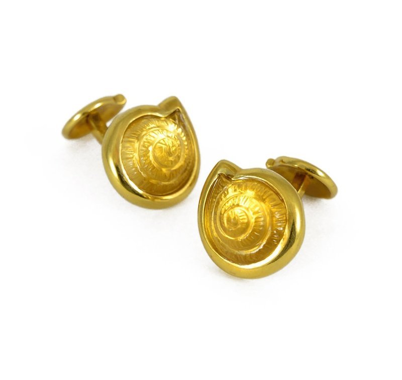 (needs photos) Vintage Custom Made 18KT Carved Citrine Cuff Links