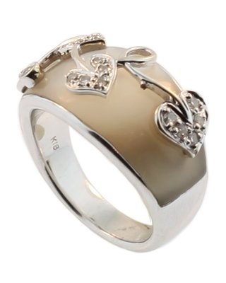 White Gold Mother of Pearl Diamond Ring