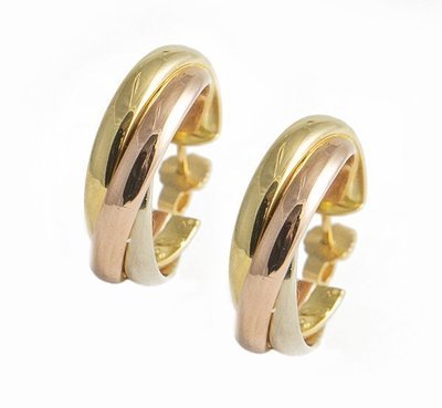 18kt Tricolour Cartier type Earrings.