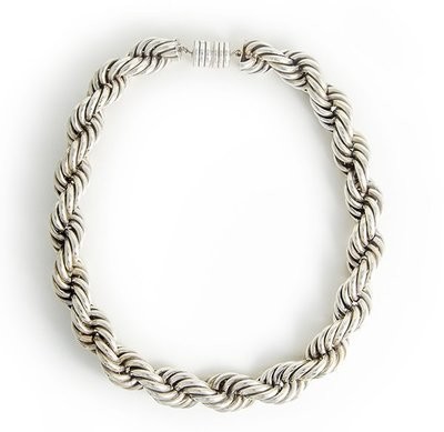 Bold Sterling Silver Rope Chain Necklace.