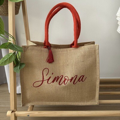 2 pezzi/set Borsa a tracolla in tela con iniziale personalizzata, borsa
