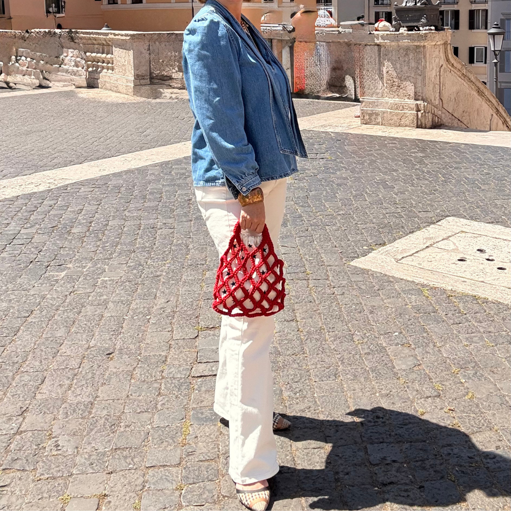 Borsa Crochet a rete rossa - Piccola