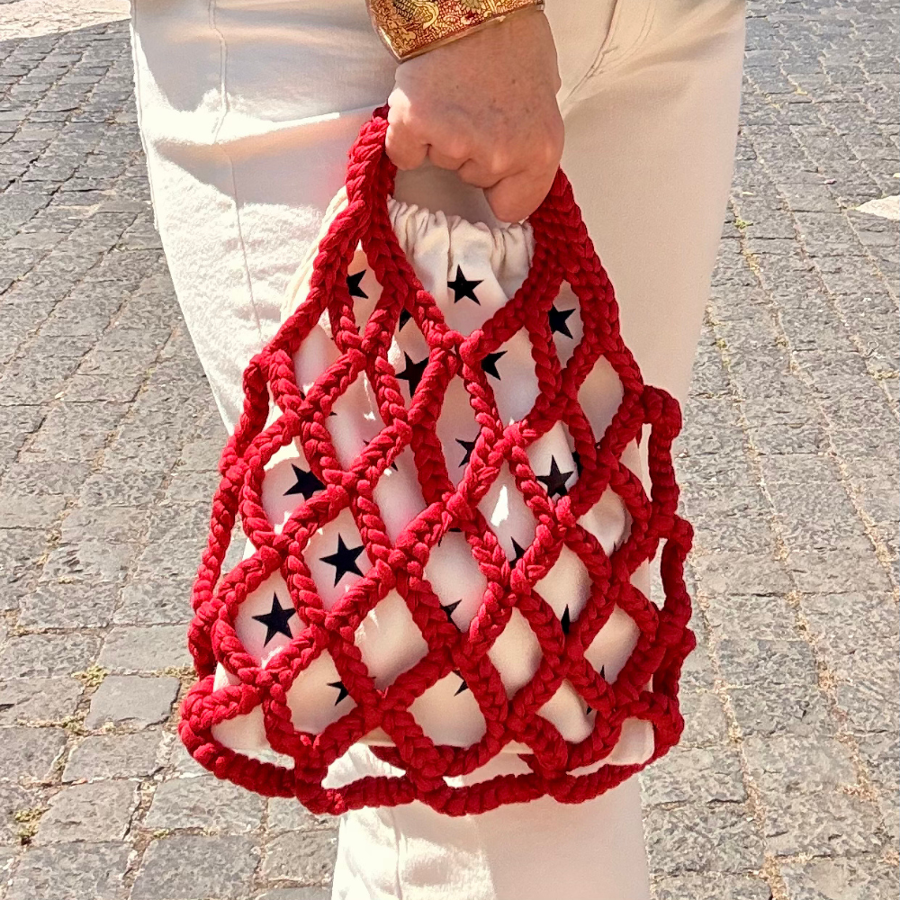 Borsa Crochet a rete rossa - Piccola Borsa Crochet a rete rossa - Piccola