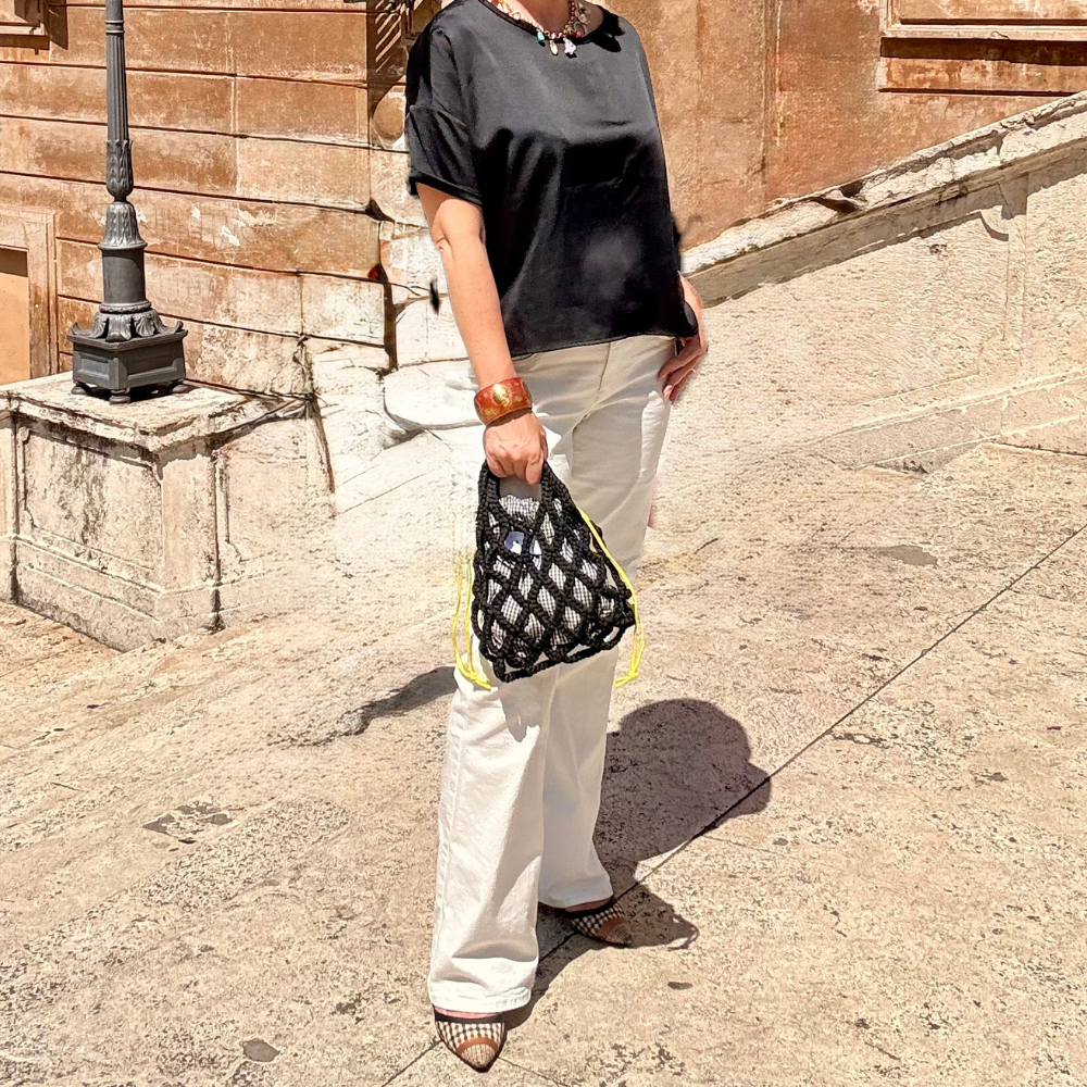 Borsa Crochet a rete nera - Piccola Borsa Crochet a rete nera - Piccola