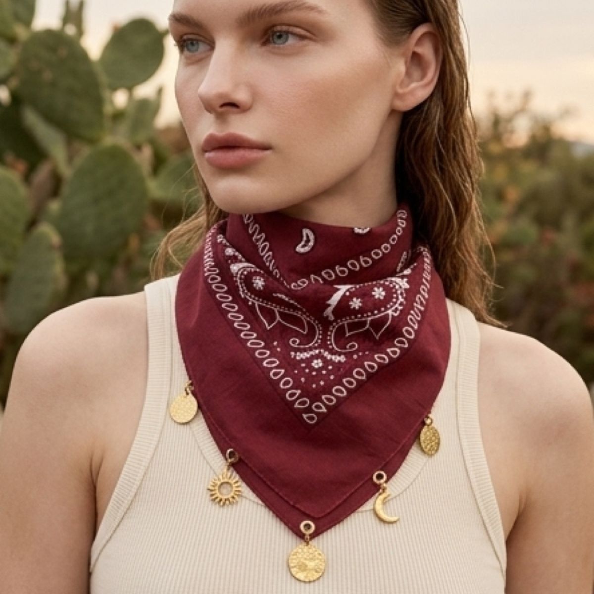 Bandana Choker con Charms - Bordeaux