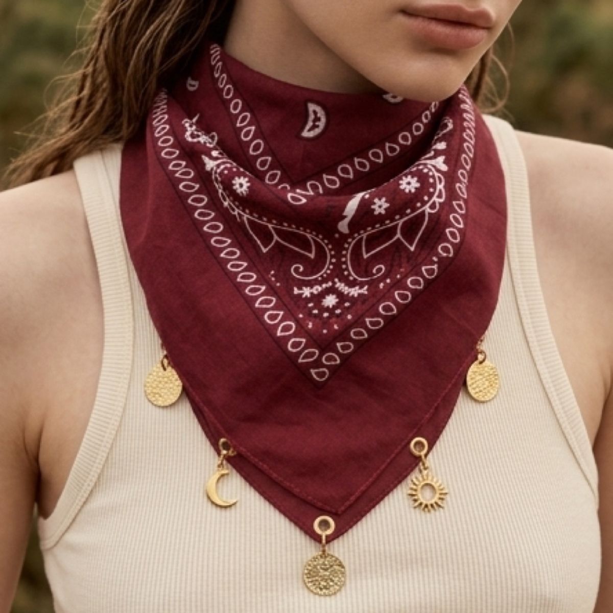 Bandana Choker con Charms - Bordeaux Bandana Choker con Charms - Bordeaux